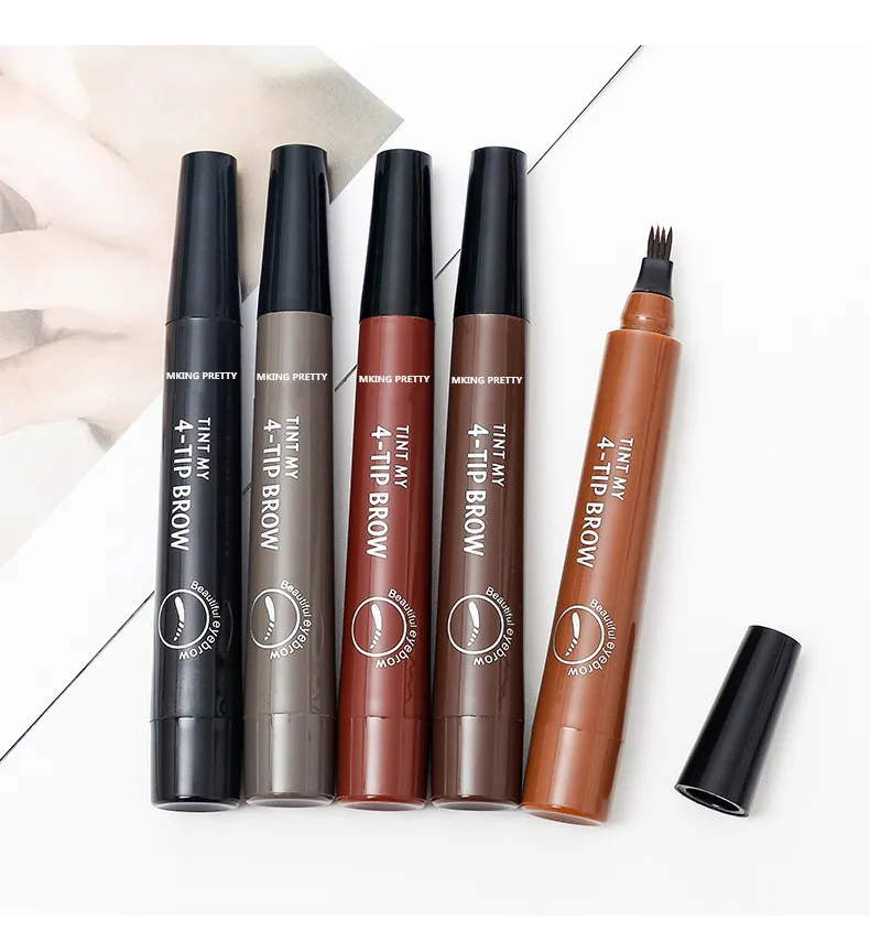 Top Trends: 5Colors Long Lasting Brown Liquid Eyebrow Pen Waterproof 4 Fork Tip Eyebrow Tattoo Pencil Women Eye Cosmetic Beauty Makeup TSLM1 Shoppable Styles