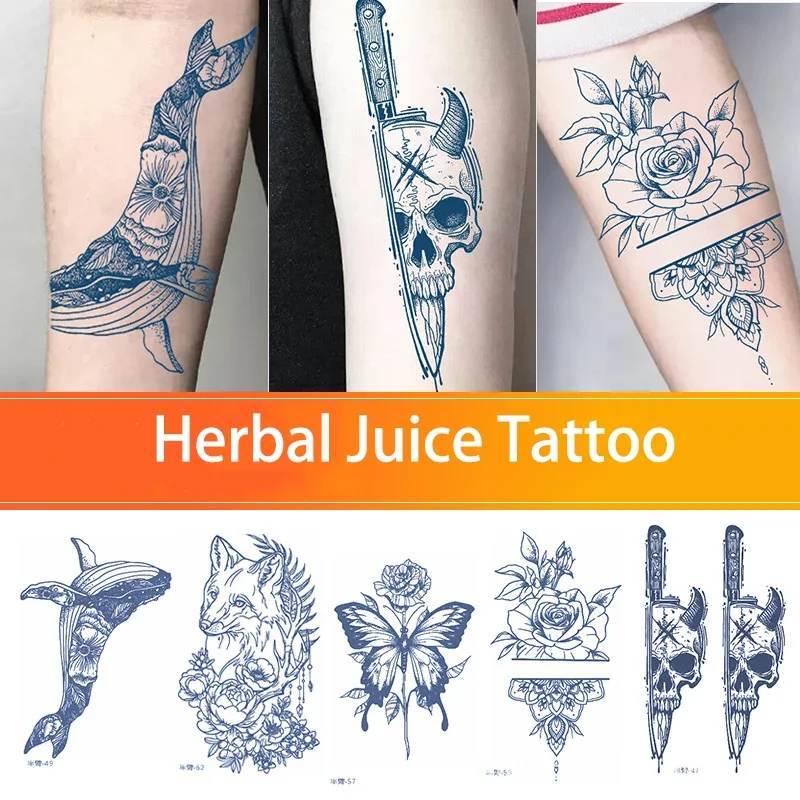 Top Trends: Body Art Tattoo Stickers Herbal Juice Tattoo Half Arm Leg Arm Waterproof Fake Tattoo That Lasts 15 Days Shoppable Styles