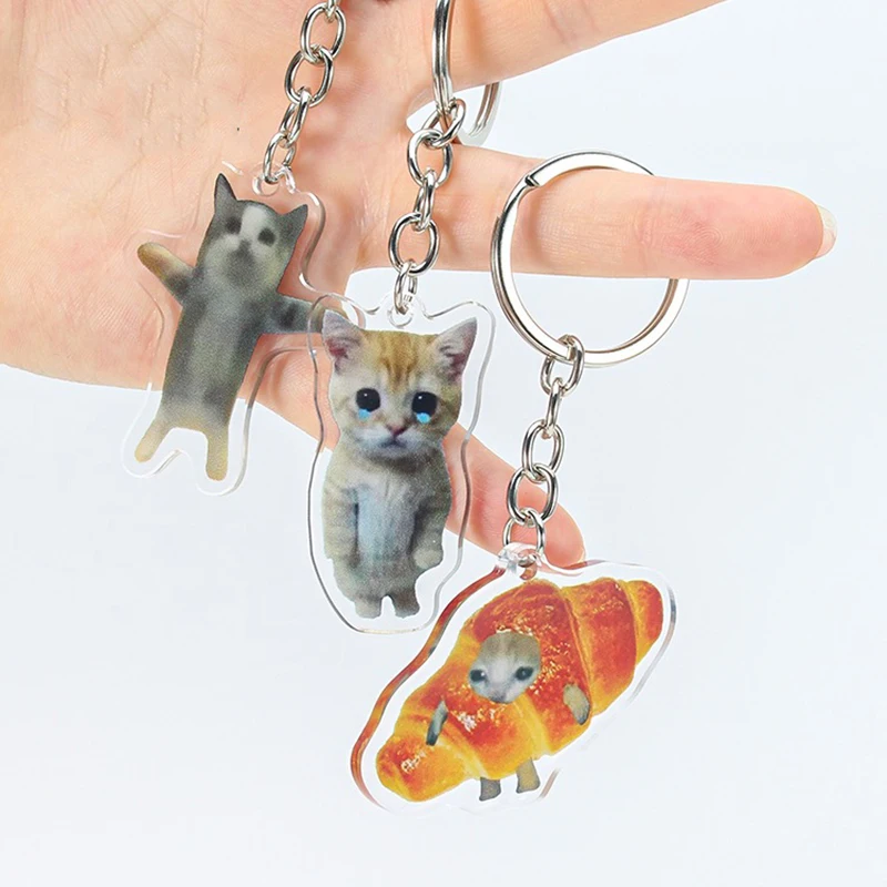 Top Trends: Funny Cat Pendant Keychain Metal Men Car Key Chains Accessories Link Chain Resin Happy Banana Bag Pendant Key Ring Student Gift Shoppable Styles