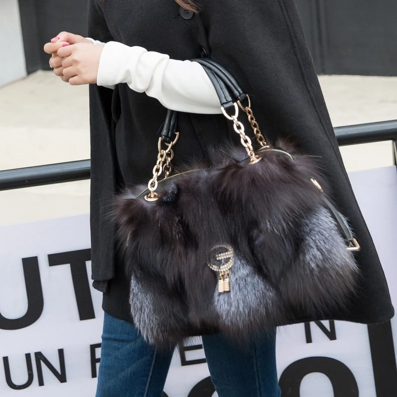 Top Trends: Women&#039;s Luxury Real Fur Shoulder Bag Natural Fluffy Fox Fur Crossbody Bag Women&#039;s Designer Large Capacity Fashion Handbag Shoppable Styles