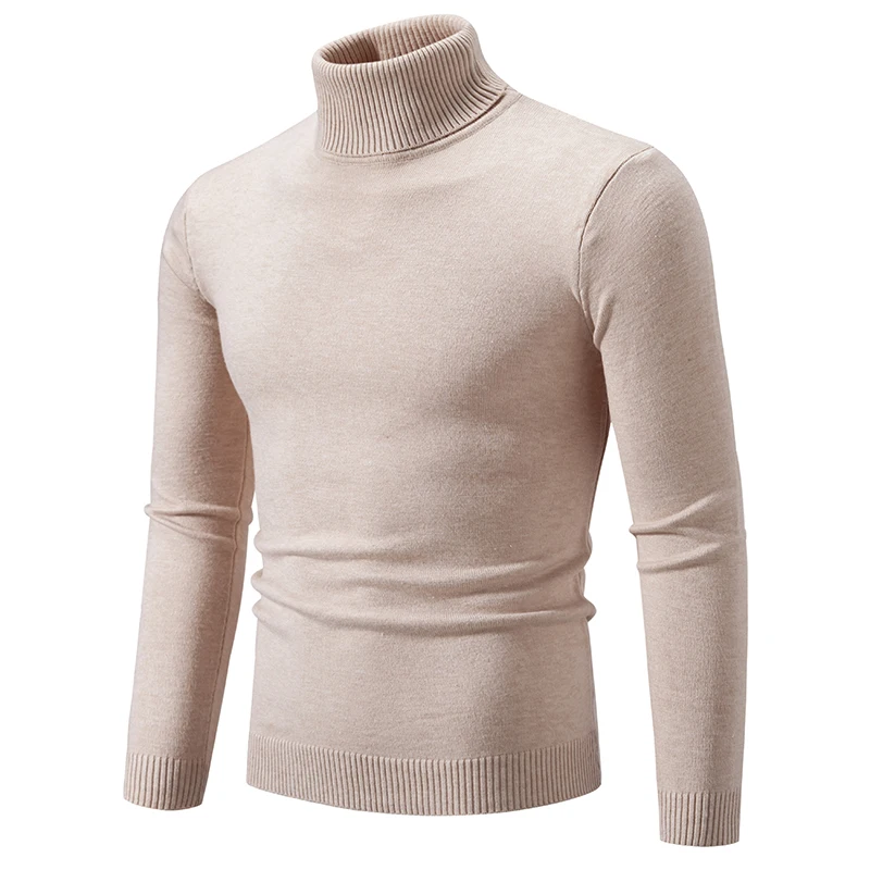 Top Trends: Men's New Warm High Neck Solid Elastic Knit Bottom Pullover Sweater Men Harajuku Sweaters Shoppable Styles - Image 4