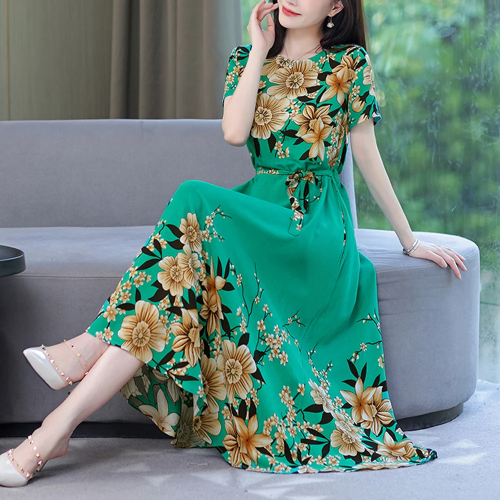 Top Trends: New Fashion 2023 Print Summer Dresses For Women Short Sleeve O-Neck Elegant Summer Dress Woman Clothing Shoppable Styles - Image 6