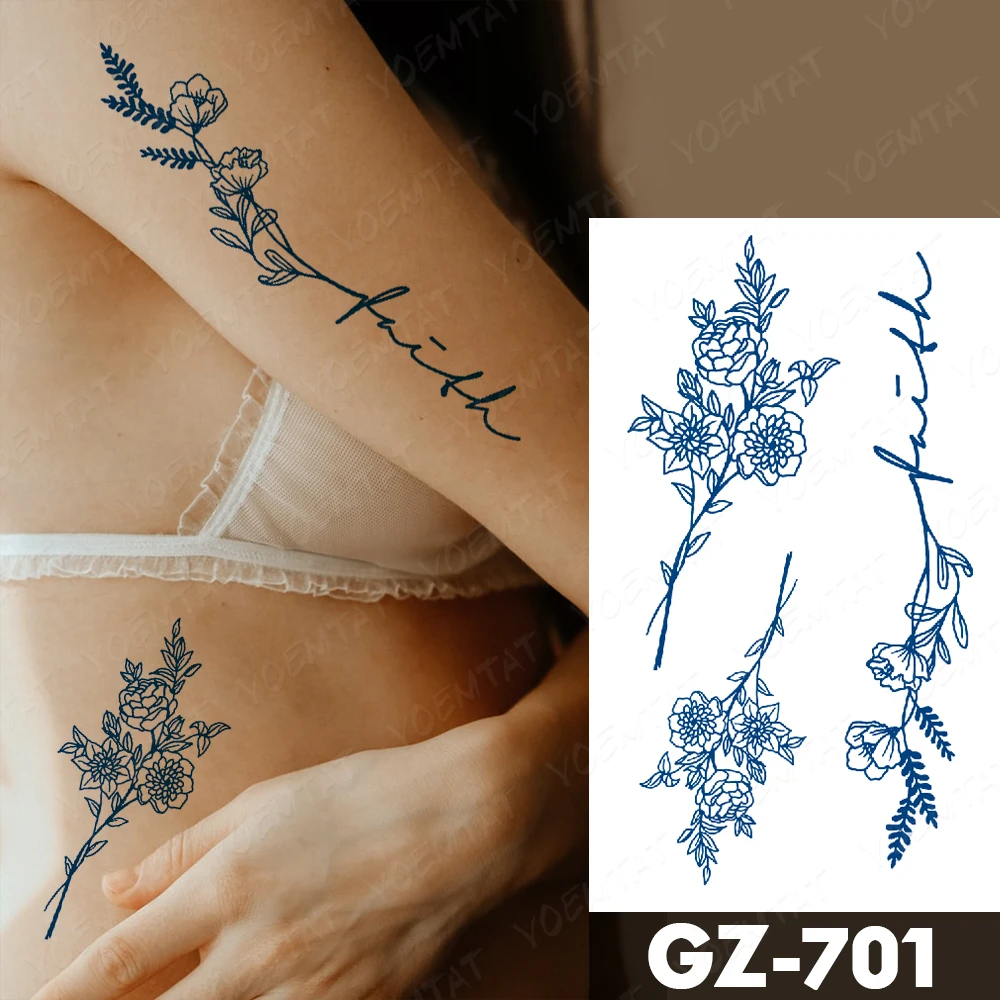 Top Trends: Semi-Permanent Waterproof Temporary Tattoo Sticker Juice Lasting Ink Tatto Line Flower Rose Herbal Fake Tatoo Women Men Body Art Shoppable Styles - Image 6