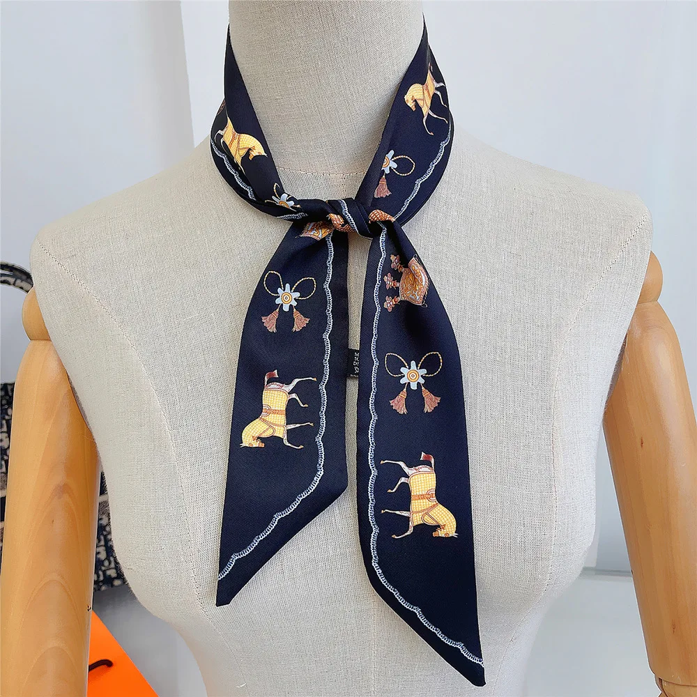 Top Trends: New Design Silk Scarf Women Luxury Horse Print Fashion Hairband Hair Tie Accessory Bag Neckerchief Foulard Women's Headscarf Shoppable Styles - Image 2