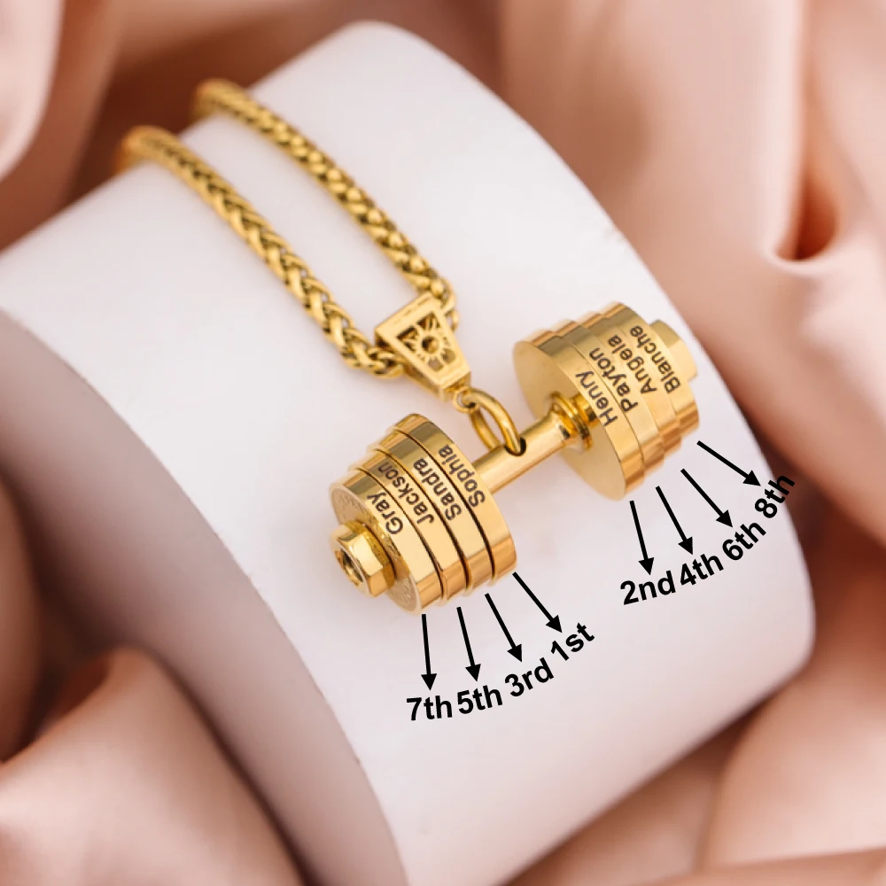 Top Trends: Personalized Names Dumbbell Necklace Hip Hop Necklace Stainless Steel Dumbbell Necklace Jewelry Gift Shoppable Styles