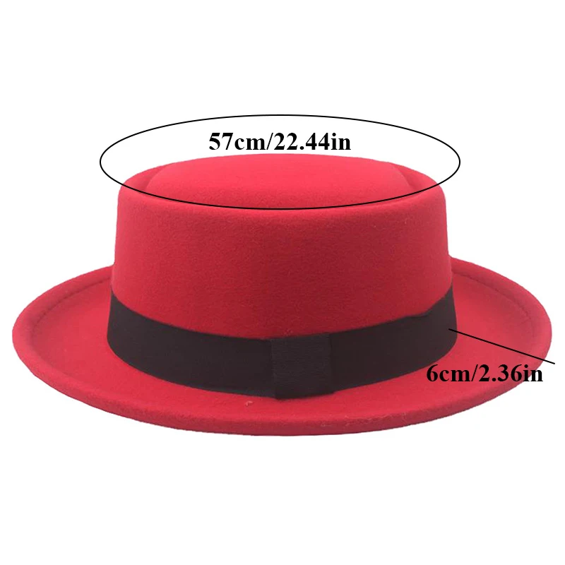 Top Trends: Flat Top Fedoras Jazz Hats For Women Men Solid Color Imitation Woolen Jazz Cap British Style Wide Brim Ladies Bowler Hats Fedora Shoppable Styles - Image 2