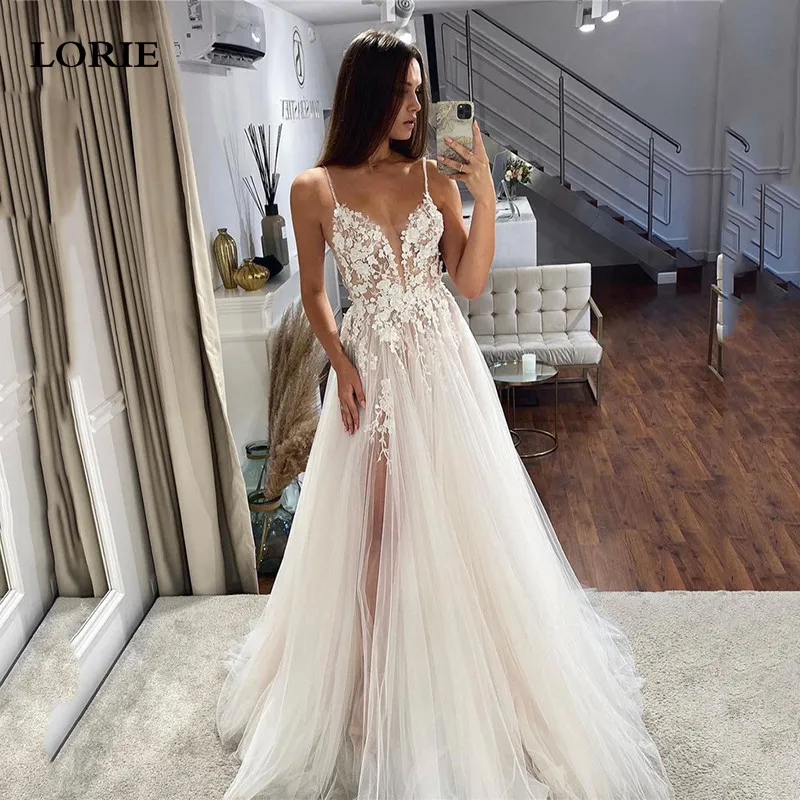 Top Trends: LORIE 3D Lace Wedding Dresses A Line Satin Bridal Gowns Square Neck Wedding Party Gowns 2023 Shoppable Styles