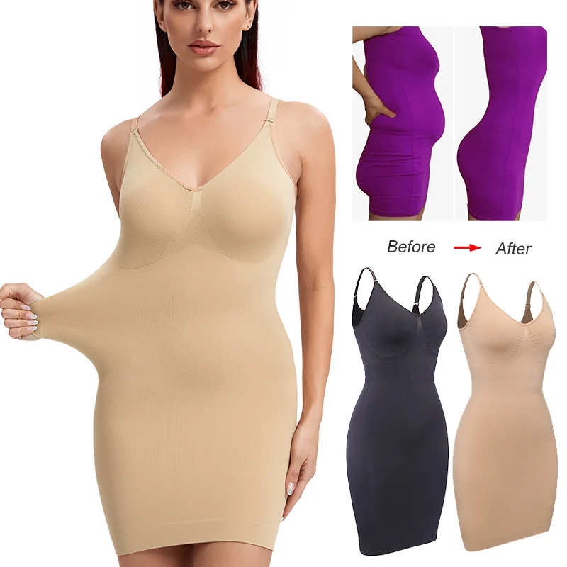 Top Trends: Women Full Body Shapewear Camisole Slips V Neck Slimming Shaper Waist Trainer Corset Tummy Control Slip For Under Dresses Shoppable Styles