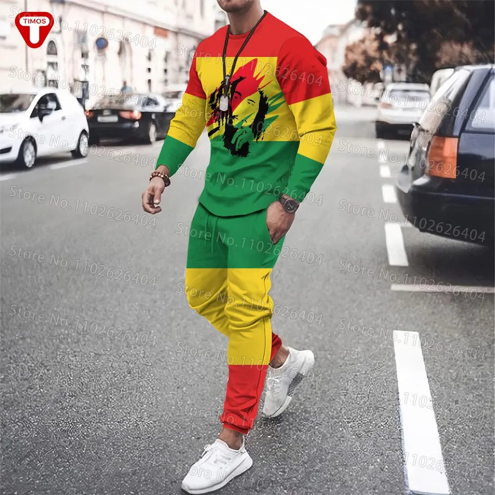 Top Trends: Bob Marley Tracksuit T-shirt Pants Men Women Large Casual Trend Long Sleeve Set Street Rock Two Piece Set Shoppable Styles