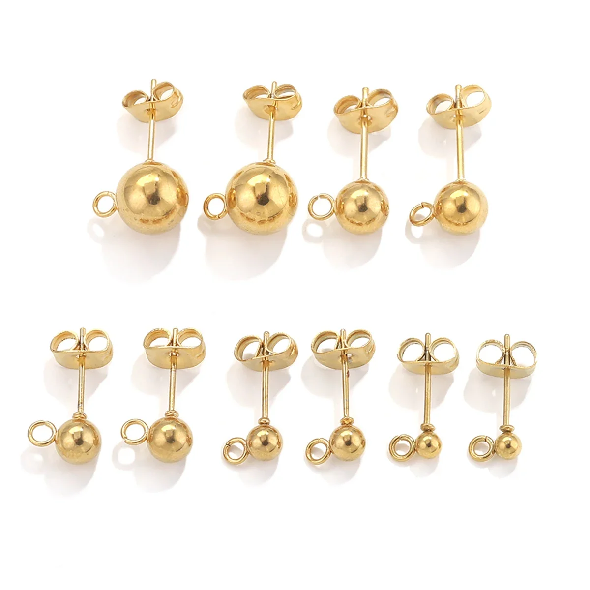 Top Trends: 20pcs Stainless Steel Hypoallergenic 3 4 5 6 8mm Round Ball Earring Post Stud With Loop Fit DIY Earring Jewelry Making Supplies Shoppable Styles