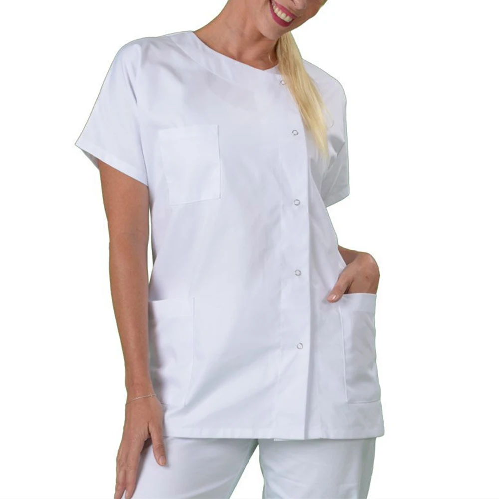 Top Trends: Hot Women Men Medical Tops Dress Hospital Lab Coat Workwear Uniform Short Sleeve T-shirt Unisex Nurse Doctor Outfit Costume Shoppable Styles