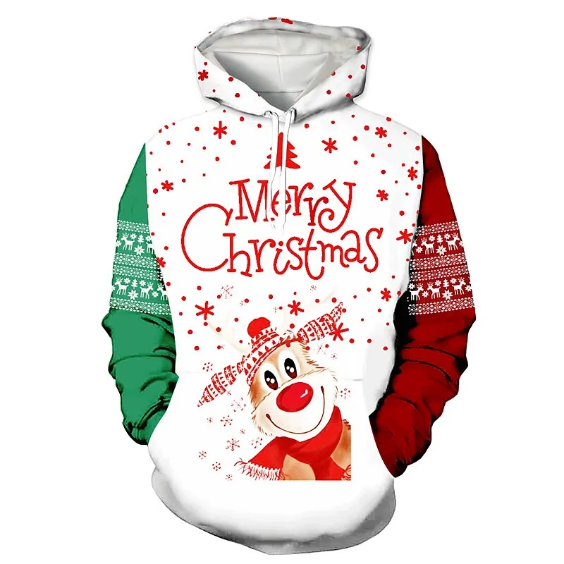 Top Trends: Christmas Elk Print Hooded Sweatshirts Men&#039;s Women&#039;s Leisure Hoodies Xmas Party Style Red Oversized Pullover Autumn Y2k Clothes Shoppable Styles