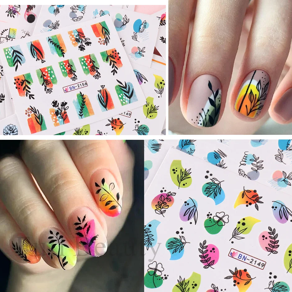 Top Trends: 24pcs Flower Graffiti Water Nail Sticker Set Ink Blooming Floral Leaf Nail Art Design Polish Manicure Decoration Sliders Shoppable Styles - Image 3