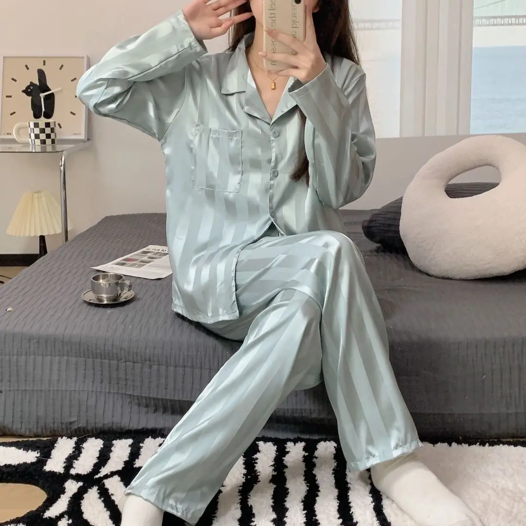 Top Trends: Women&#039;s Pajamas Sets Satin Silk Pyjama Summer Pijama Mujer Pjs Striped Sleepwear Short Sleeve Pants 2 Piece Loungewear Homewear Shoppable Styles