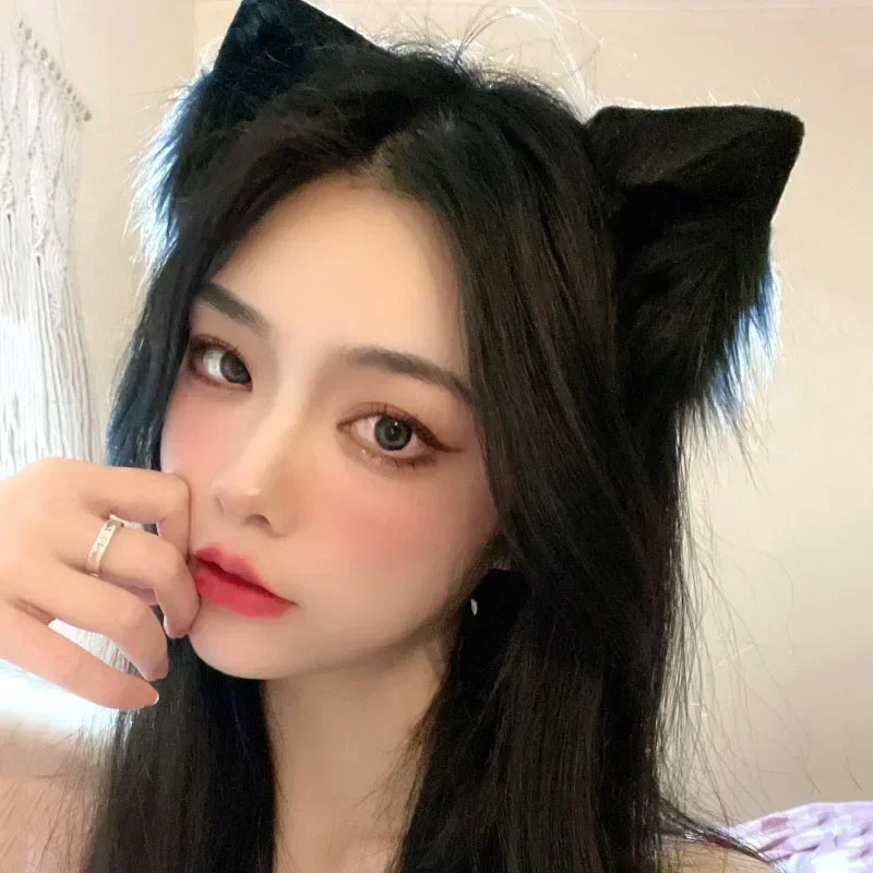 Top Trends: Lovely Sweet Girls Cat Plush Ear Hairband Sexy Fox Cat Women Hair Hoop Fashion Headwear Elegant Black White Ear Hair Accessory Shoppable Styles - Image 5