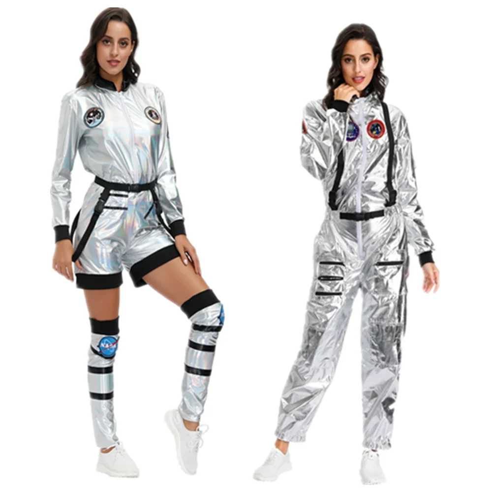 Top Trends: Women Astronaut Jumpsuit Costume Adult Silver Alien Spaceman Pilots Outfits Shoppable Styles