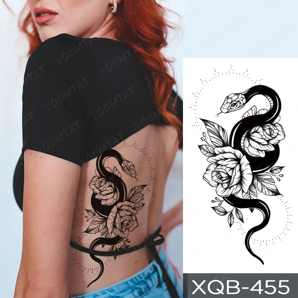 Top Trends: Dragon Transfer Waterproof Temporary Tattoo Sticker Black Snake Peony Rose Flowers Flash Tatto Arm Body Art Fake Tatoo Women Men Shoppable Styles - Image 6