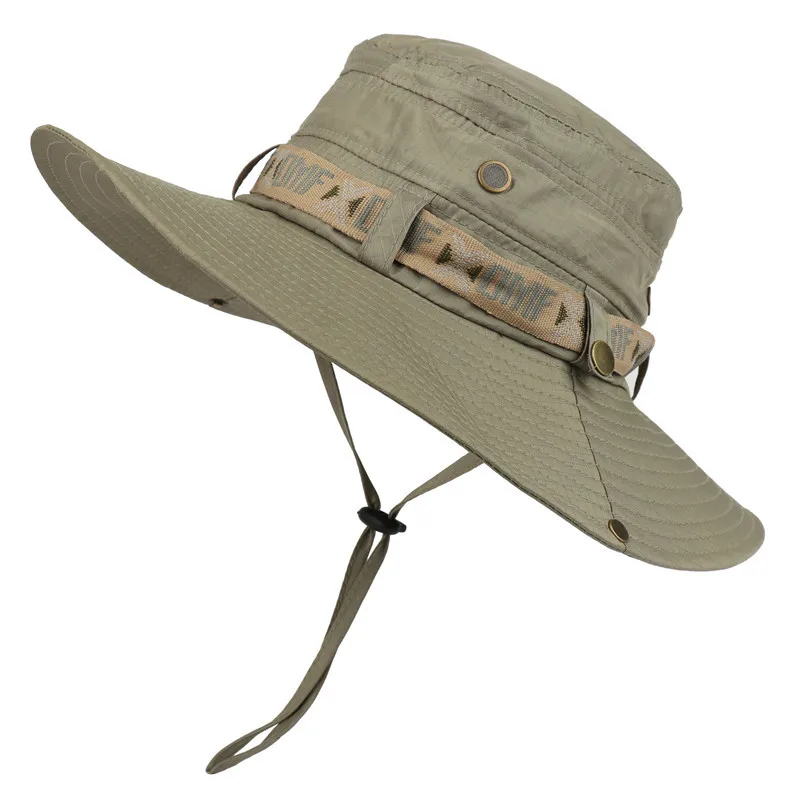 Top Trends: Summer Men Bucket Hat Outdoor UV Protection Wide Brim Panama Safari Hunting Hiking Hat Mesh Fisherman Hat Beach Sunscreen Cap Shoppable Styles