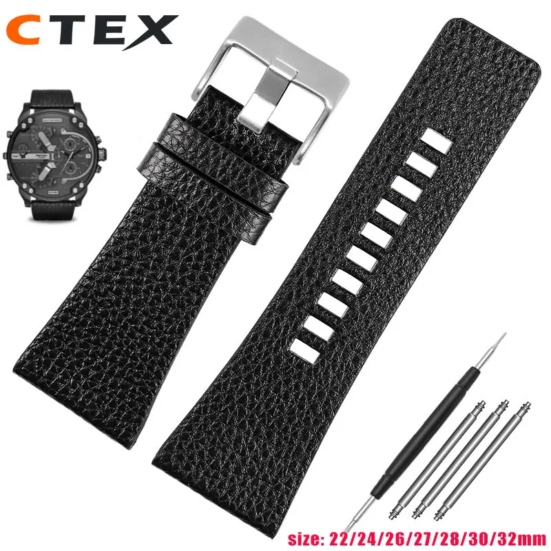 Top Trends: Genuine Leather Strap Watchband For Diesel Watches DZ4386 1657 1399 1206 4323 Black Band 22mm 24mm 26mm 27mm 28mm 30mm 32mm Shoppable Styles