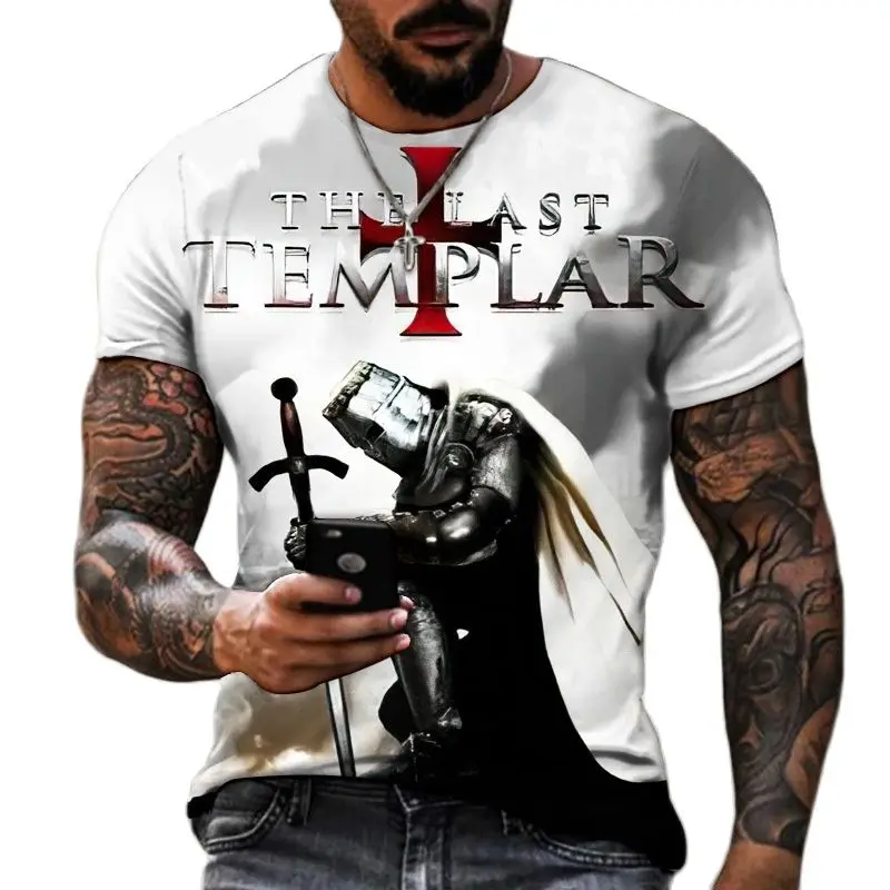 Top Trends: Summer Fashion Templar 3D Printed Men's T-Shirt Street Harajuku Cross TShirt For Men Short Sleeve Oversized Tshirt Vintage Top Shoppable Styles