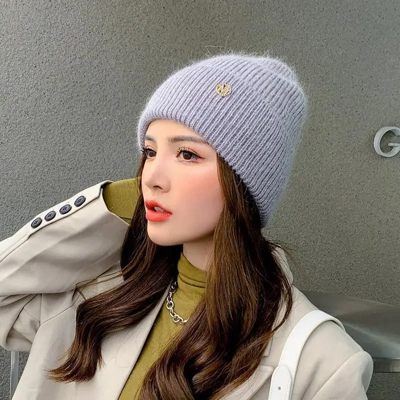 Top Trends: Ladies Wool Winter Hats Thicken Cotton Lined Beanie Cap Gorras Rabbit Fur Women Bonnets Skullies Solid Cashmere Casquette Femme Shoppable Styles - Image 3