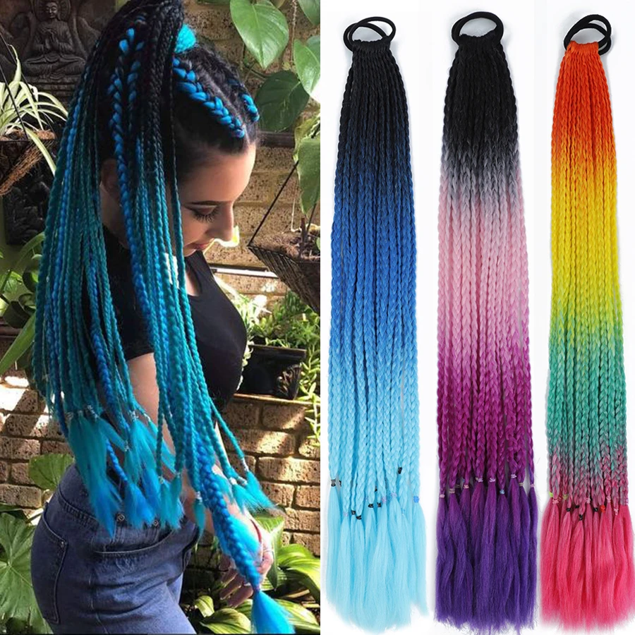 Top Trends: Masked Ball Ponytail Extensions Hair Color Gradient Dirty Braided Ponytail Elastic Hair Band Rubber Hair Accessories Hairpiece Shoppable Styles