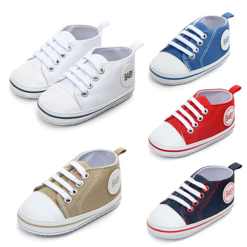 Top Trends: Baby Canvas Classic Sports Sneakers Newborn Baby Boys Girls Letter Print First Walkers Shoes Infant Toddler Anti-slip Baby Shoes Shoppable Styles