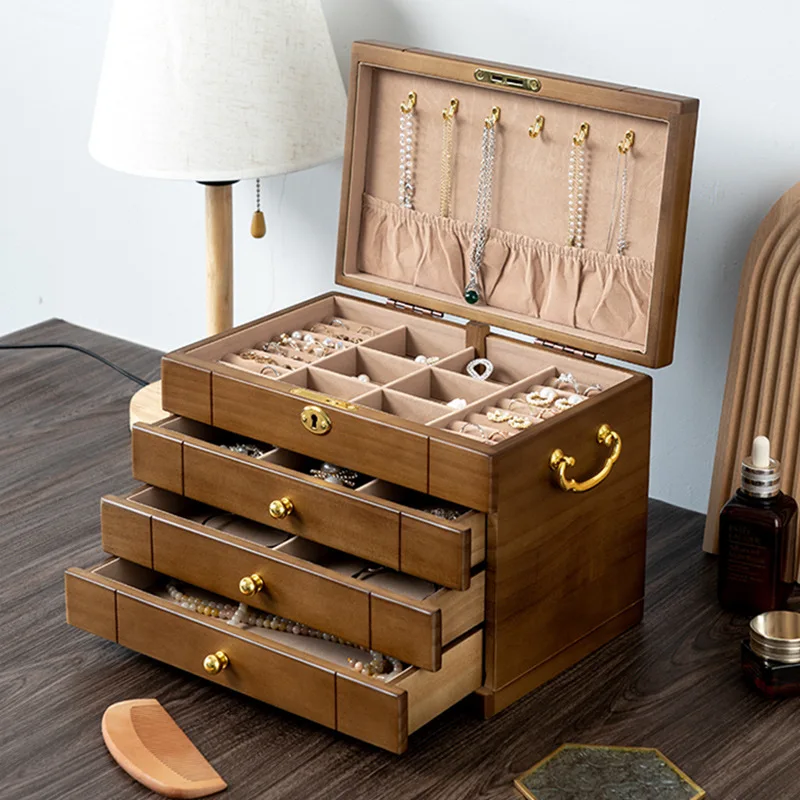 Top Trends: Big Size Jewelry Box Drawer Necklace Earrings Rings Jewelry Boxes Wood Accessories Storage Display Bangles Organizer For Women Shoppable Styles