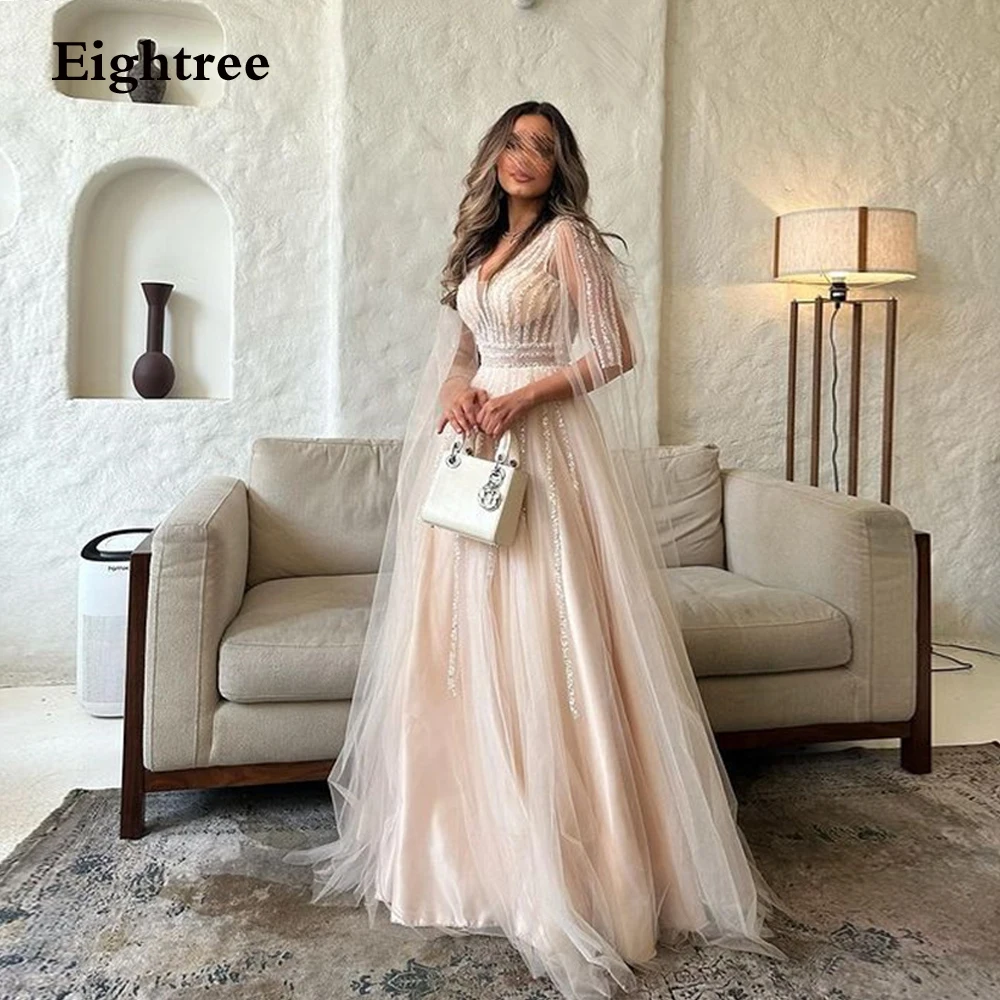 Top Trends: Eightree Champagne Tulle Evening Dresses Sweetheart Long A Line Vestidos De Fiesta Elegantes Para Mujer 2023 Abendkleider Dubai Shoppable Styles