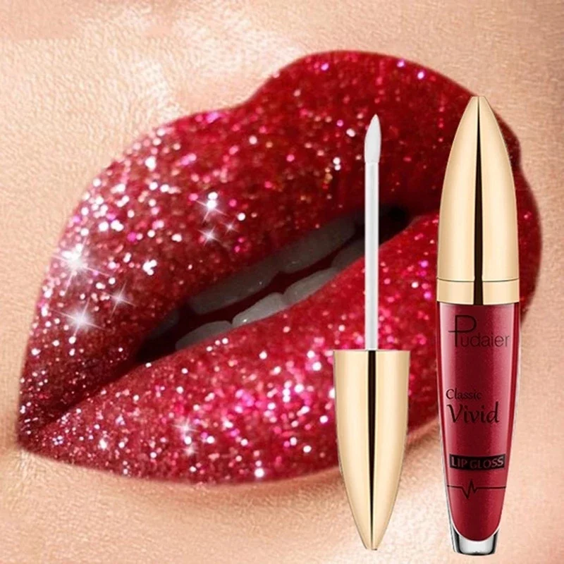 Top Trends: Matte Glitter Liquid Lipsticks Diamond Shiny Lip Gloss Waterproof Long Lasting Pearl Lipgloss Women Lip Tint Makeup Maquillaje Shoppable Styles - Image 4