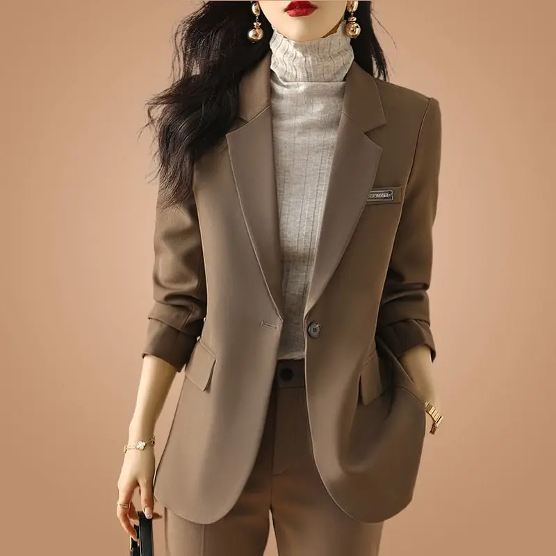 Top Trends: Women's Autumn Winter New Fashion Long Sleeve Professional Suit Matching Set Korean Elegant Casual Blazers Coat Pants Two Piece Shoppable Styles