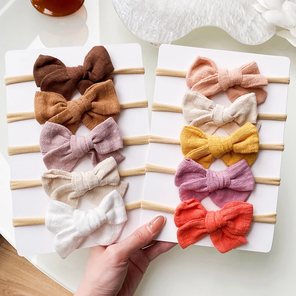 Top Trends: 5pc Solid Cotton Baby Headband Kid Girls Nylon Elastic Hairbands Infant Nylon Headband Newborn Hair Accessories Shoppable Styles