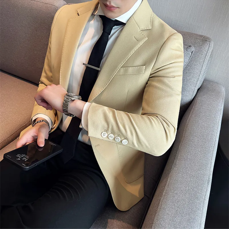 Top Trends: 2023 Fashion Men Blazers Solid Color Long Sleeve Lapel Slim Blazer Suit Coat OutwearJacket For Men Clothing Business Tuxedo 3XL Shoppable Styles