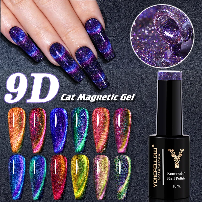 Top Trends: YOKEFELLOW 10ML Gel Nail Polish 9D Cat Magnetic Laser Magnet Semi Permanent Soak Off UV LED Manicure For Nail Art Gel Varnish Shoppable Styles