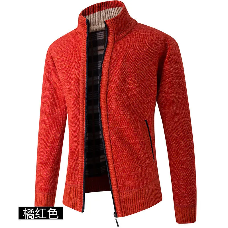 Top Trends: Autumn Winter New Men's Casual Long Sleeve Patchwork Sweater Thick Stand Collar Loose Solid Color Cardigan Zipper Knitted Coats Shoppable Styles - Image 4