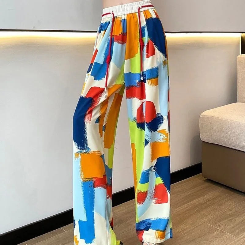 Top Trends: 2023 Summer Slim Fashion Trend Loose Fitting Casual High Waisted Drape Tie Dyed Slimming Straight Overasiz Women's Casual Pants Shoppable Styles