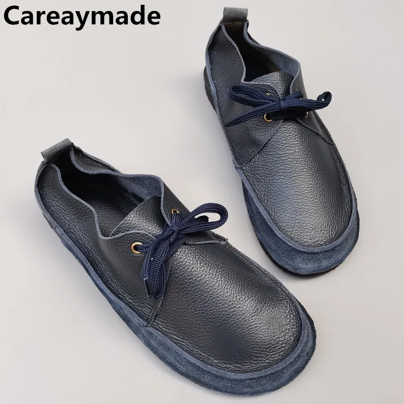 Top Trends: Careaymade-Genuine Leather Men&#039;s Casual Shoes Anti-skid Lace-up Soft Top Layer Cowhide Breathable Handmade Women&#039;s Single Shoes Shoppable Styles