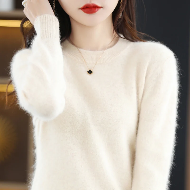 Top Trends: Autumn And Winter New Women's Pure Mink Fleece Sweater Warm Fashion Round Neck Pullover Solid Color Light Luxury Loose Top Shoppable Styles