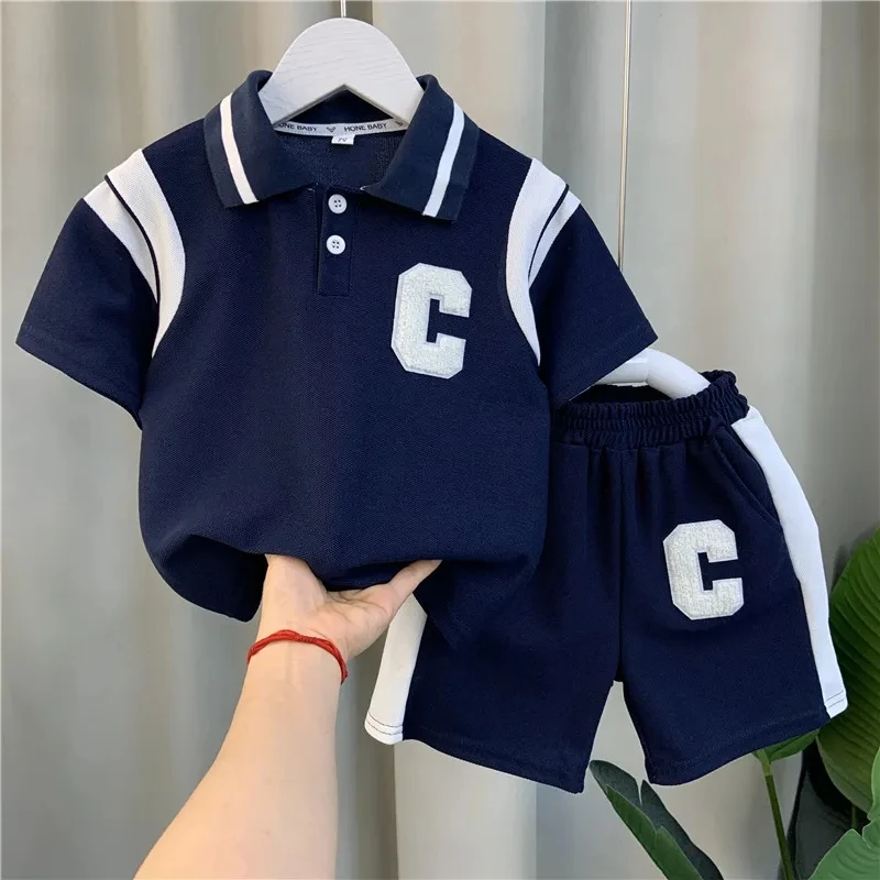 Top Trends: Children's Clothes Suit Boys Summer Polo Shirt Shorts Set 2023 New Baby Boys Short Sleeved Shirt Pants Two-piece Set Shoppable Styles