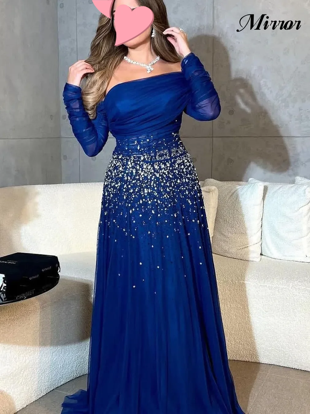 Top Trends: Mirror Dress Elegant Vintage Ruffle Sequins Beaded A-Line Boat Neck Customized Formal Occasion Prom Dress Evening Party Gowns Shoppable Styles