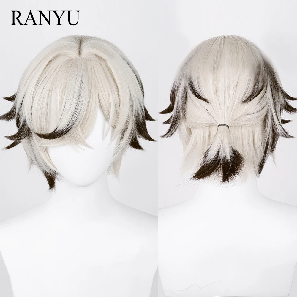 Top Trends: RANYU Honkai Star Rail Arlan Wigs Short Straight White Brown Mix Game Cosplay Hair Heat Resistant Wig For Party Shoppable Styles