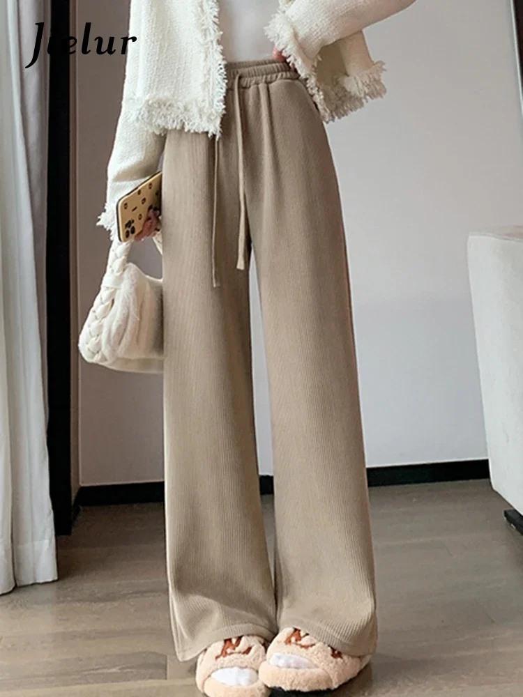 Top Trends: Jielur Purple New Elastic Waist Women's Pants Slim Straight Casual Chic Pockets Drawstring Simple Fashion Female Wide Leg Pants Shoppable Styles - Image 2