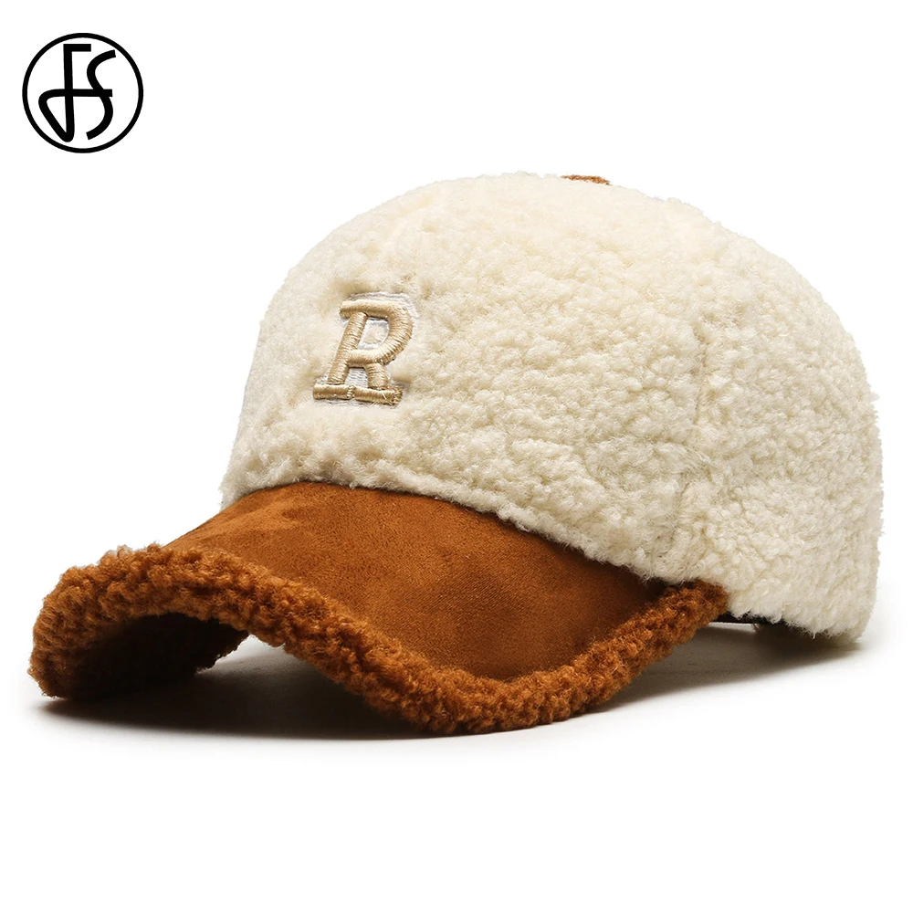 Top Trends: FS Trendy Big Letter Embroidery Men Winter Hats White Brown Lambswool Baseball Caps For Women Warm Luxury Designer Cap Gorras Shoppable Styles