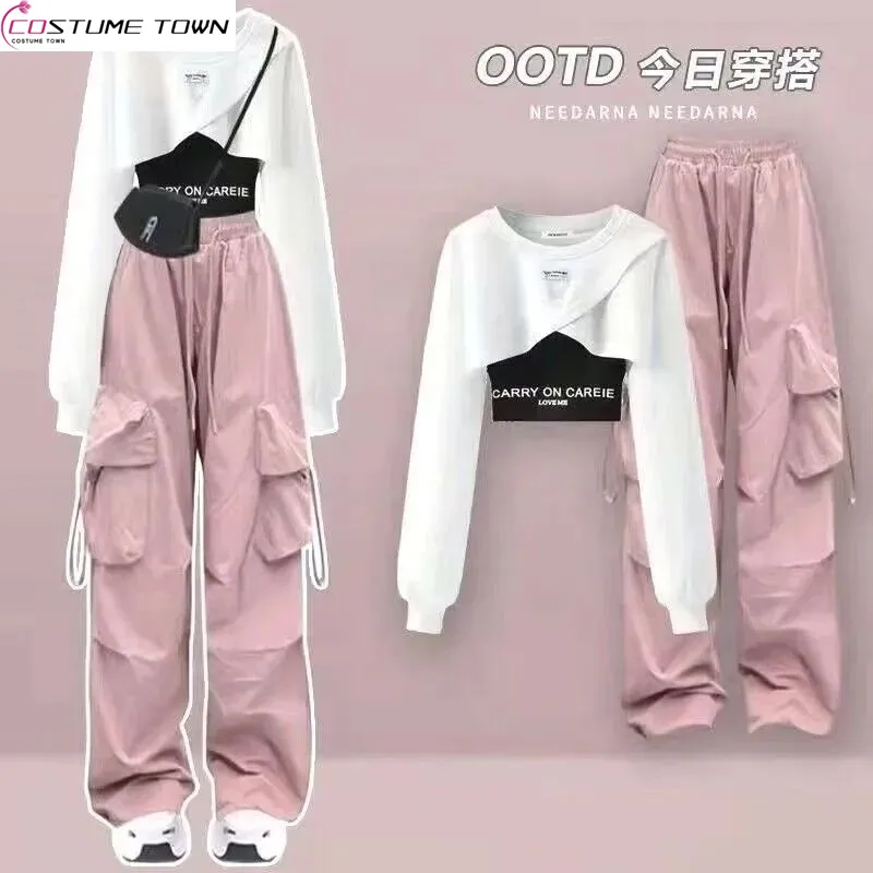 Top Trends: Spring And Autumn Set Women&#039;s 2024 Korean Loose Fashion Top Casual Work Pants Age Reducing Three Piece Set Shoppable Styles