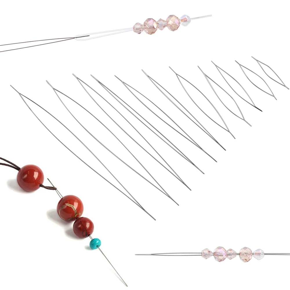 Top Trends: 5Pcs / Lot Beading Needles Pins Open Curved Needle For Beads Bracelet DIY Jewelry Making Tools Handmade Beaded Threading Pins Shoppable Styles