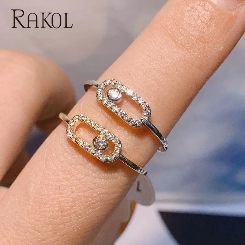 Top Trends: RAKOL Gothic Hollow Out Square Simple Bridal Cubic Zirconia Finger Rings For Women Fashion Bead Student Wedding Unusual Jewelry Shoppable Styles