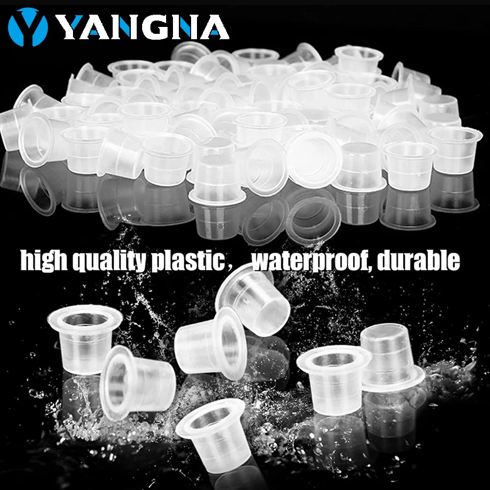 Top Trends: 200PCS Tattoo Ink Cups 8 / 11 / 15mm Disposable Microblading Tattoo Ink Cup Clear Makeup Pigment Caps For Ink Art Tattoo Supplies Shoppable Styles