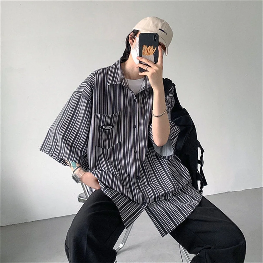 Top Trends: Summer Men's Short Sleeve Striped Shirts 2022 Fashion Print Shirt Mens Blouses Streetwear Brand Loose Casual Shirt Tops Men Shoppable Styles - Image 4