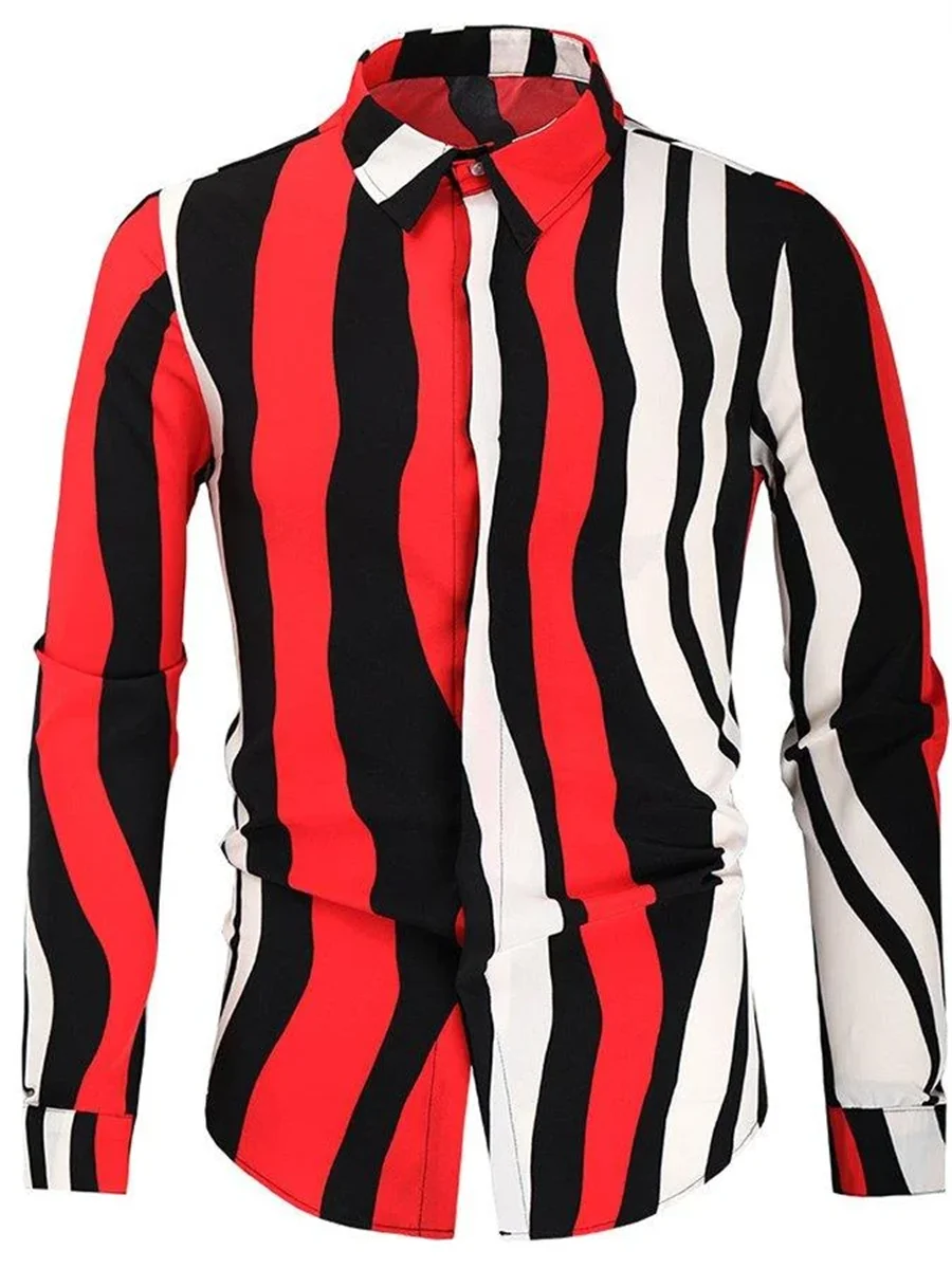 Top Trends: Suit Shirt Men's Casual Office Street Outdoor Red Black Irregular Stripes Fashion Matching 2023 New Hot Selling Men's Tops Plus Shoppable Styles