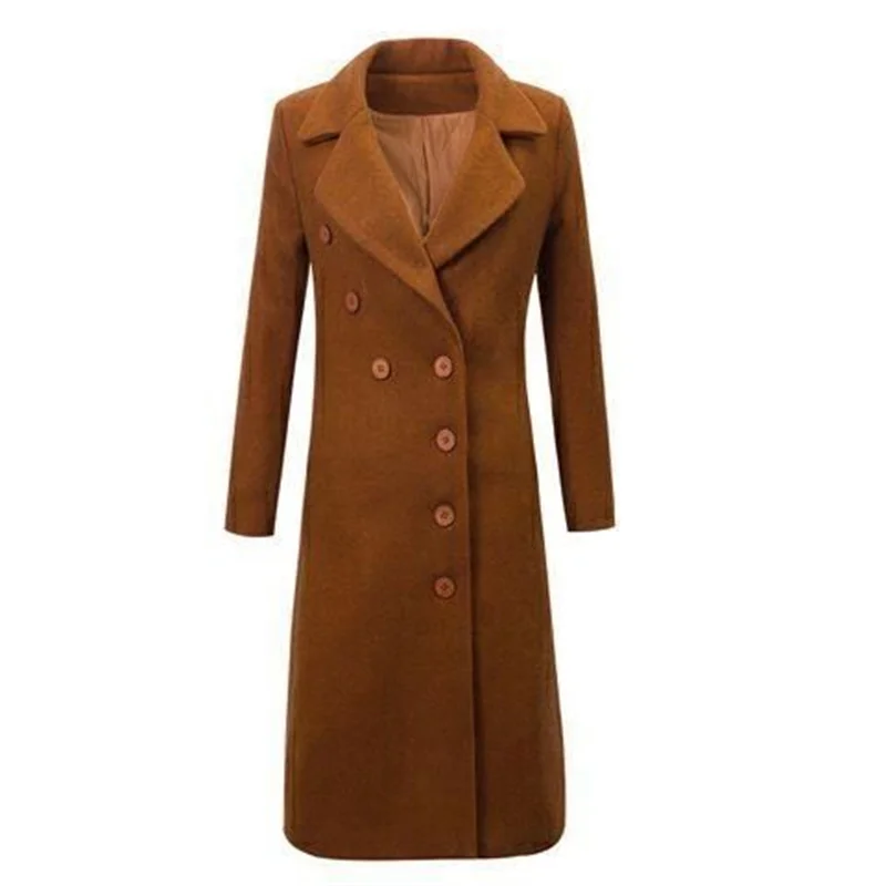 Top Trends: Female Woolen Coat Velvet 2023Women's Double-Breasted Woolen Coat Spring And Autumn Woolen Coat Fashion Suit Collar ThickTrench Shoppable Styles - Image 6